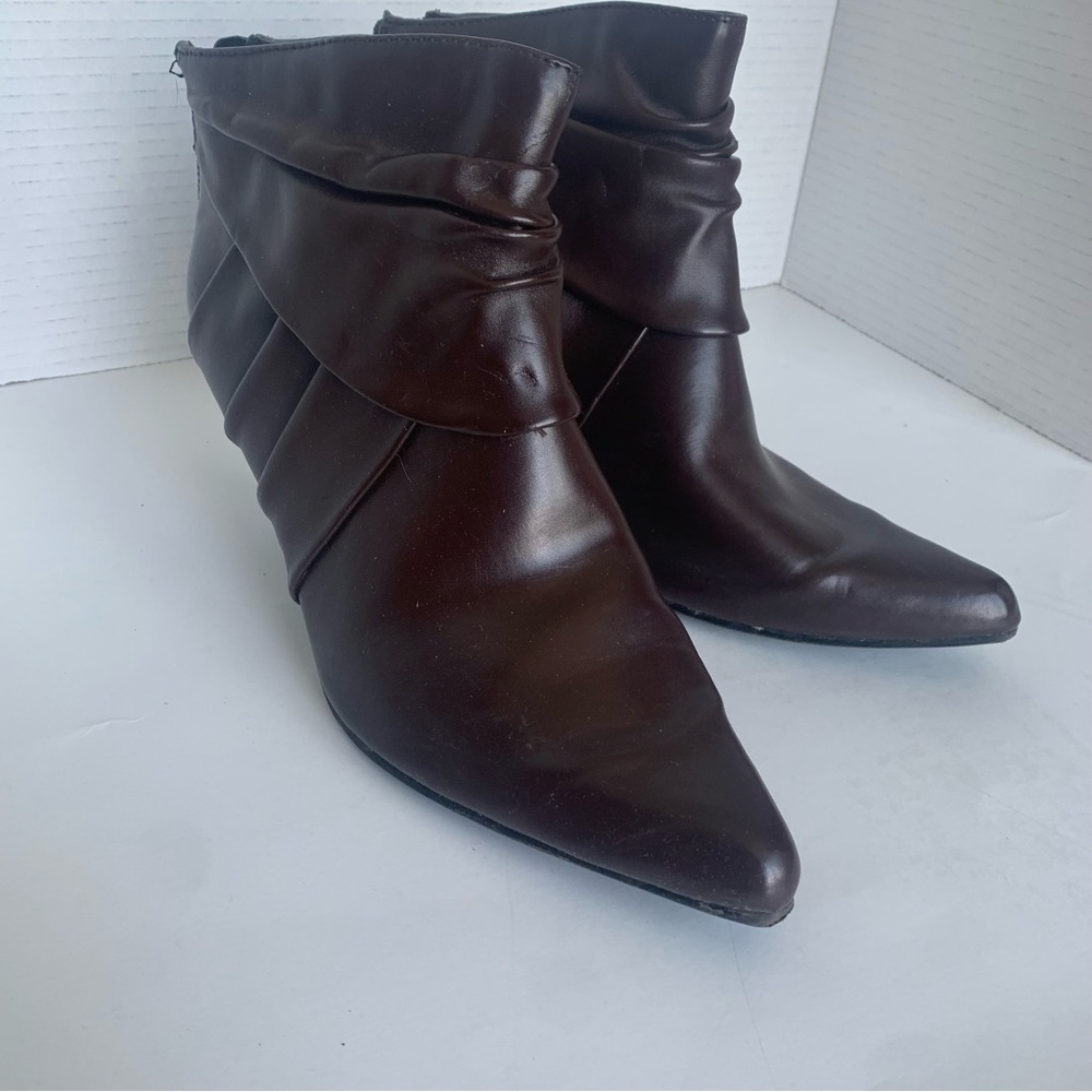 George boots faux leather mini short ankle boot dark brown womanโs size 9 - Picture 2 of 8